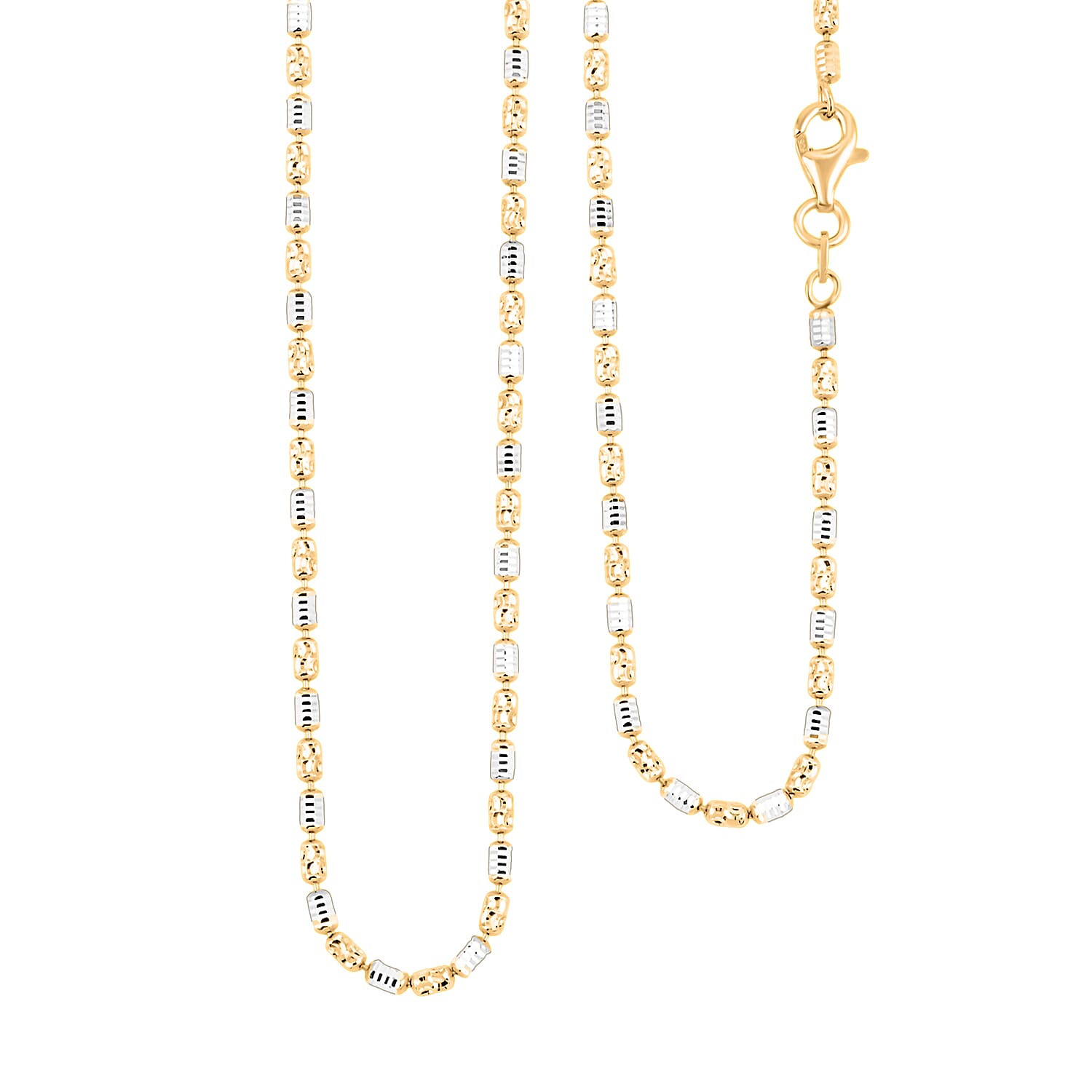 Made in Italy 14K YG Over and Sterling Silver Typhoon Fancy 2mm Chain Necklace 20 Inches 6.31 Grams