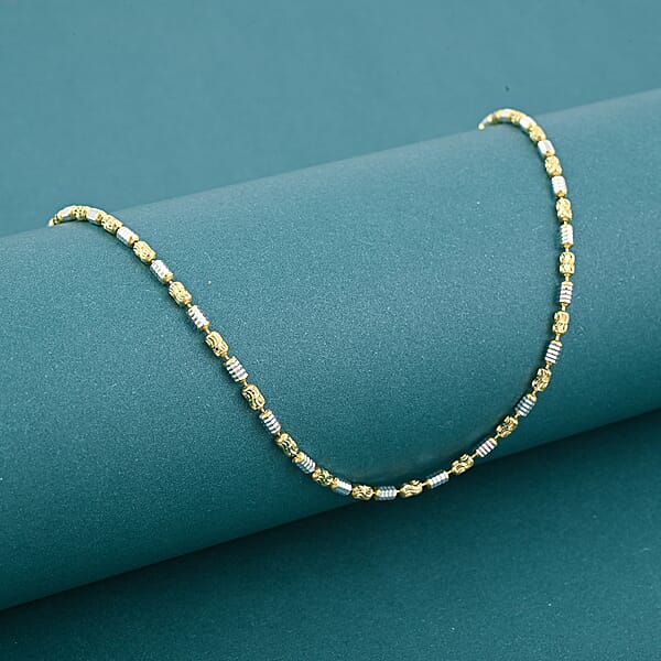 Made In Italy 14K YG Over And Sterling Silver Typhoon Fancy 2mm Chain Necklace 18 Inches 5.19 Grams