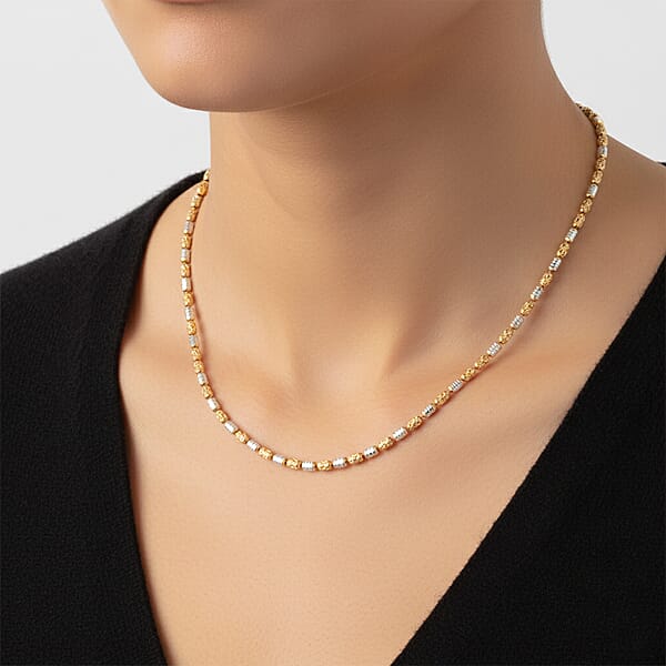 Made In Italy 14K YG Over And Sterling Silver Typhoon Fancy 2mm Chain Necklace 18 Inches 5.19 Grams