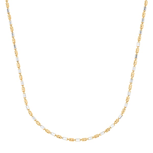 Made In Italy 14K YG Over And Sterling Silver Typhoon Fancy 2mm Chain Necklace 18 Inches 5.19 Grams