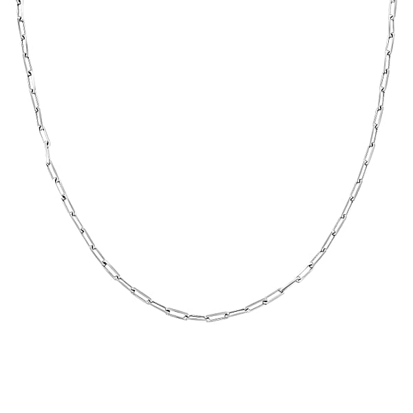 Made In Italy Paper Clip Necklace In Rhodium Over Sterling Silver 7.2 Grams 18 Inches