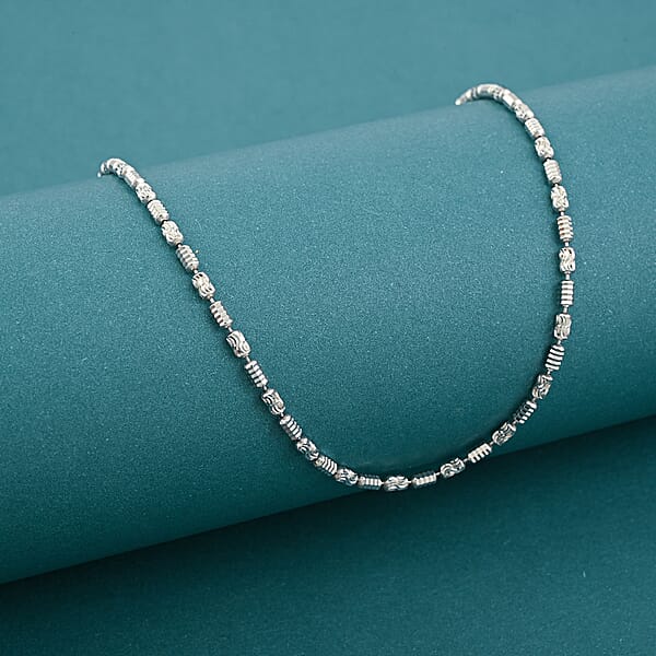 Made In Italy Rhodium Over Sterling Silver 2mm Typhoon Fancy Chain Necklace 20 Inches 5.76 Grams