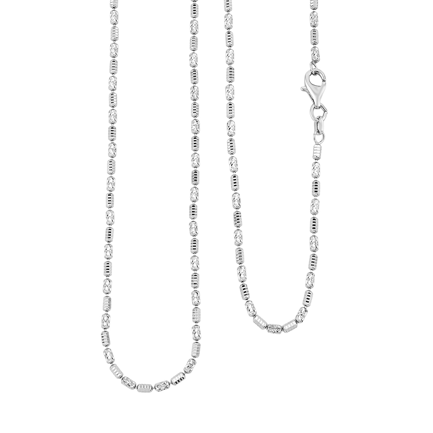 Made in Italy Rhodium Over Sterling Silver 2mm Typhoon Fancy Chain Necklace 18 Inches 5.21 Grams