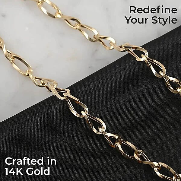 Maestro Gold Collection Italian 14K Yellow Gold Wave Grumetta Chain Necklace (18-20 Inches) (4.6mm 4.23 Grams)