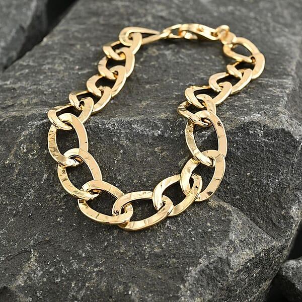 Maestro Gold Collection Italian 18K Yellow Gold Antico Oro Hammered Curb Bracelet (7.00 Inches) (4.21 Grams)