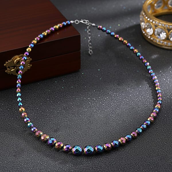 Magic Color Plated Hematite Beaded Necklace In Silvertone 560.00 Ctw (21.25-23.25 Inches)