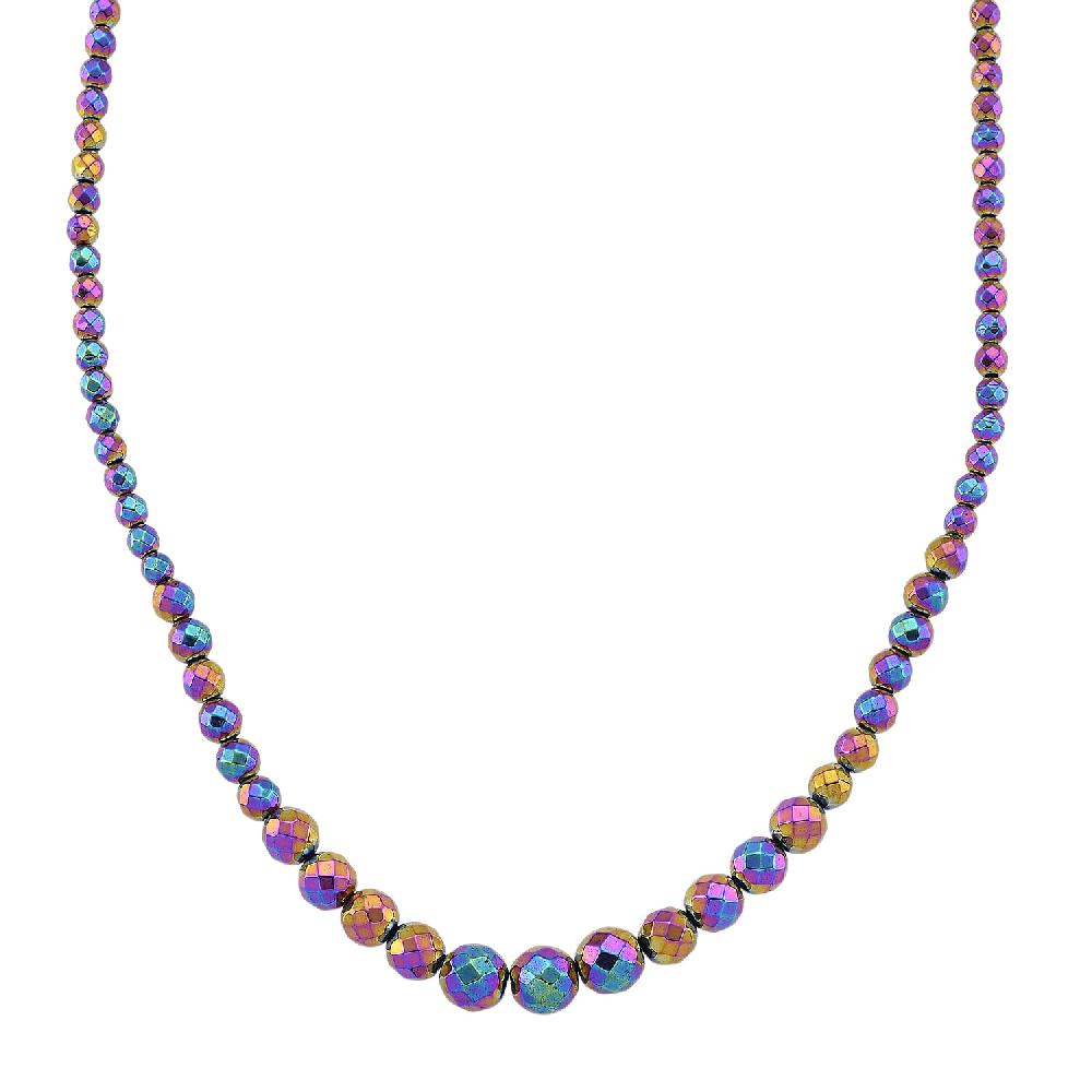 Magic color Plated Hematite Beaded Necklace in Silvertone 560.00 ctw (21.25-23.25 Inches)
