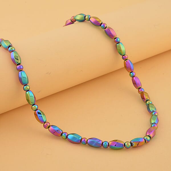 Magic Plated Hematite 352.50 Ctw Beaded Necklace With Magnetic Clasp In Silvertone 20 Inches