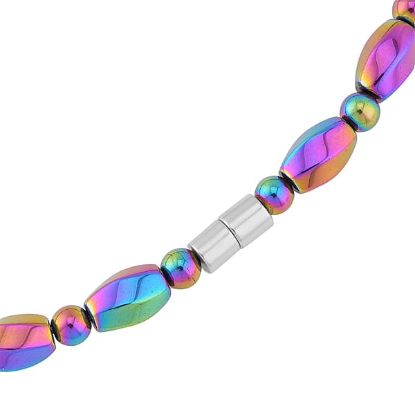 Magic Plated Hematite 352.50 Ctw Beaded Necklace With Magnetic Clasp In Silvertone 20 Inches