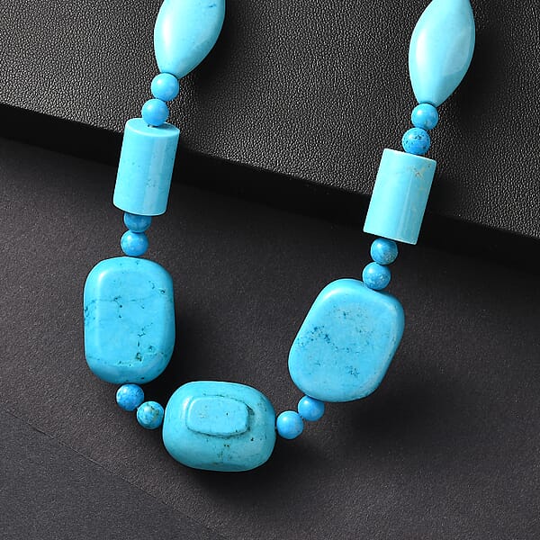 Magnesite Fancy Beaded Necklace In Platinum Bond 485.00 Ctw (20 Inches)
