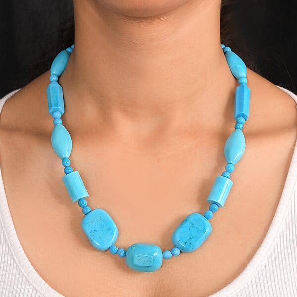 Magnesite Fancy Beaded Necklace In Platinum Bond 485.00 Ctw (20 Inches)