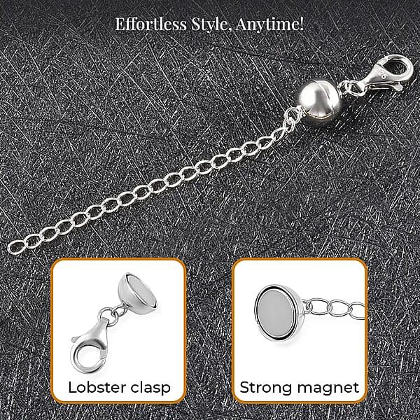 Magnetic Ball Extender Chain 2 Inch With Lobster Clasp In Rhodium Over Sterling Silver 2.50 Grams