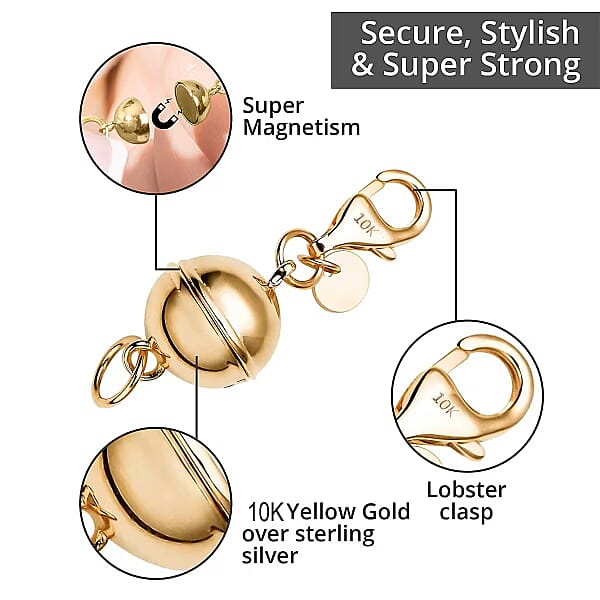 Magnetic Lock (Round) With Lobster Lock In 10K Yellow Gold 1.35 Grams