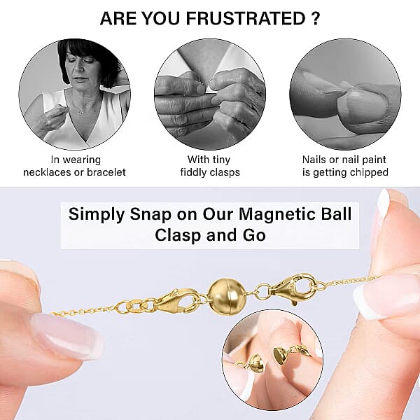 Magnetic Lock (Round) With Lobster Lock In 10K Yellow Gold 1.35 Grams
