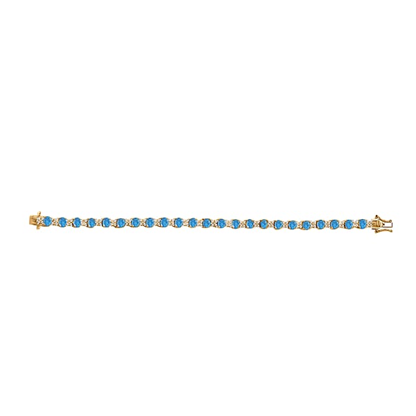 Malgache Neon Apatite And White Zircon 10.50 Ctw Bracelet In 18K Vermeil Yellow Gold Over Sterling Silver (6.50 In)