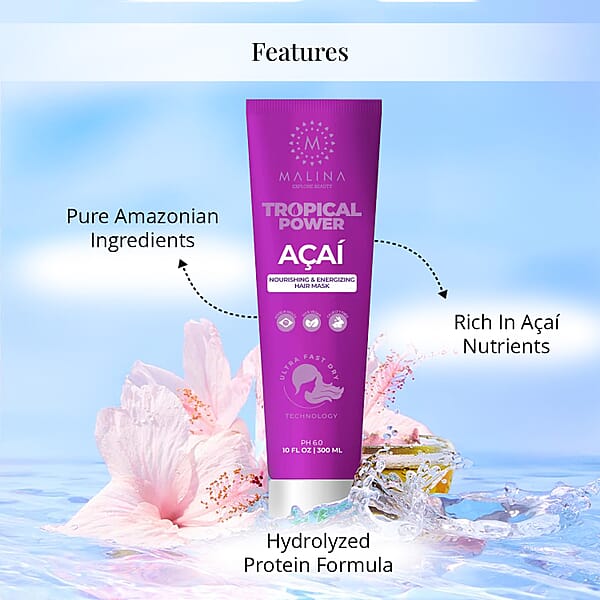 Malina Tropical Power Acai Nourishing & Energizing Hair Mask (10oz)