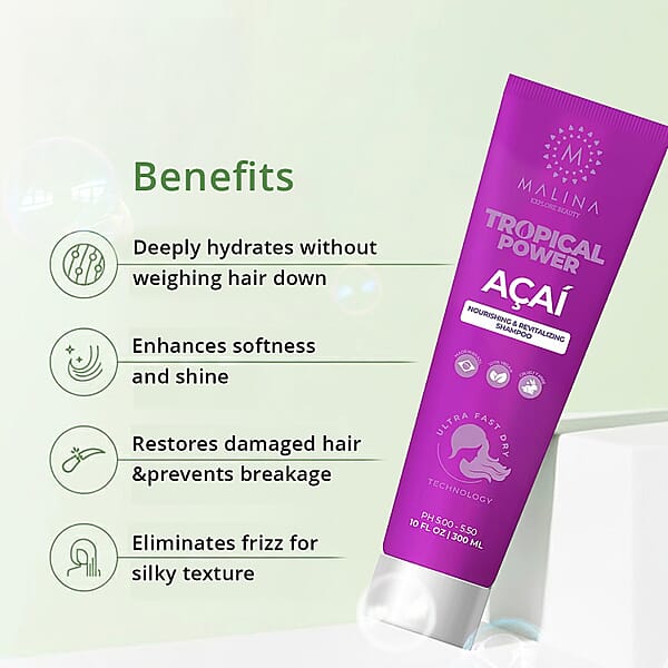 Malina Tropical Power Acai Nourishing & Revitalizing Shampoo (10oz)