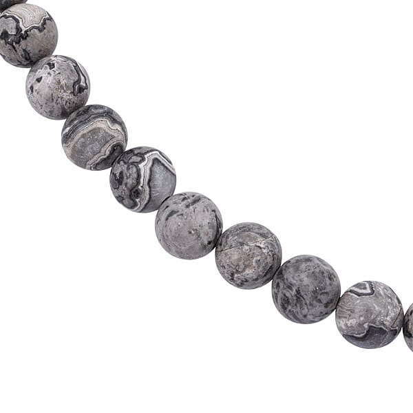 Map Jasper 340.00 Ctw Beaded Necklace In Sterling Silver 18 Inches