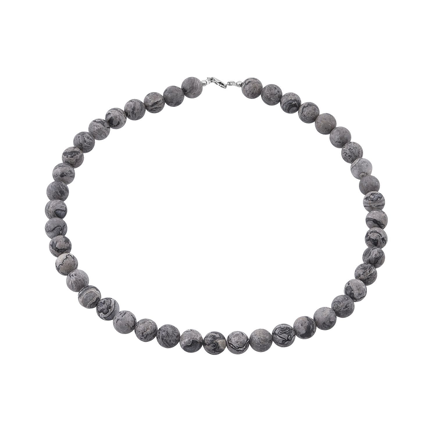 Map Jasper 340.00 ctw Beaded Necklace in Sterling Silver 18 Inches