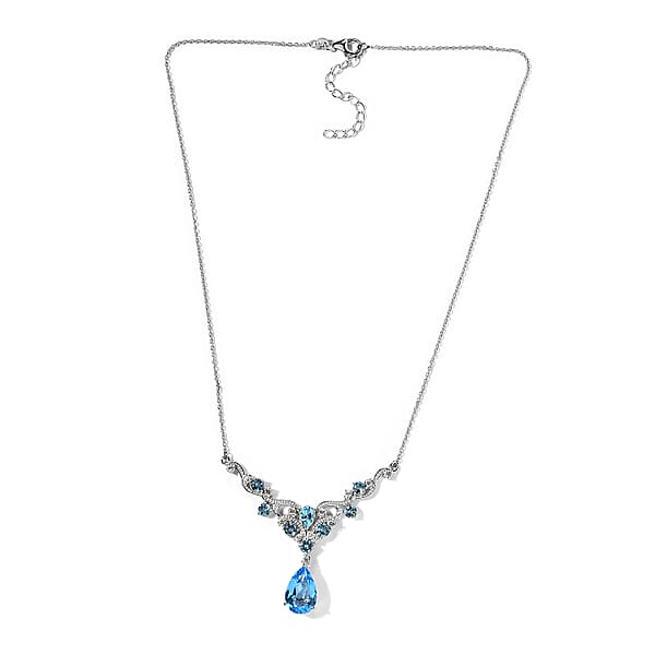 Marambaia Topaz And White Zircon Necklace 18 Inches In Platinum Over Sterling Silver 11.10 Ctw