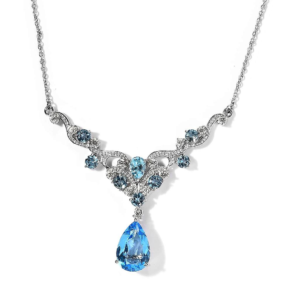 Marambaia Topaz and White Zircon Necklace 18 Inches in Platinum Over Sterling Silver 11.10 ctw