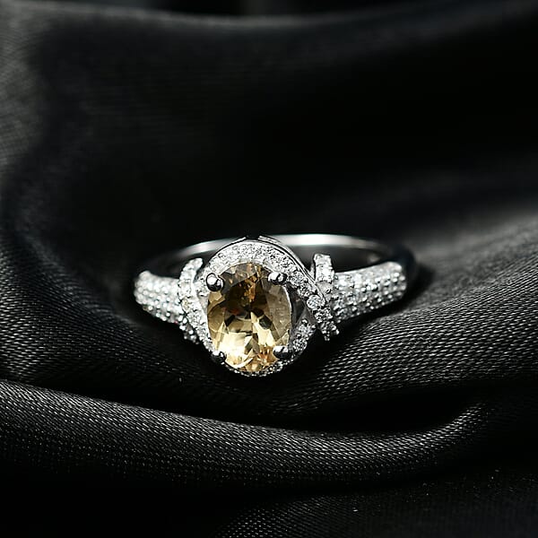 Marialite Moissanite Art Deco Halo Ring In Rhodium Over Sterling Silver 1.60 Ctw