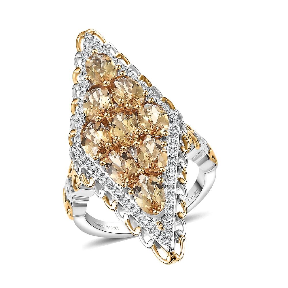 Marialite Moissanite Ring in 18K Vermeil YG and Rhodium Over Sterling Silver 3.90 ctw