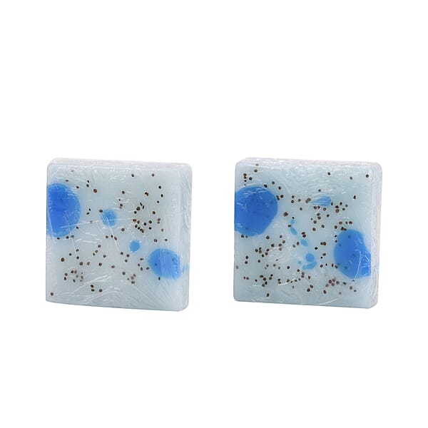Marigold And Lotus 2 Pack Mixed Aroma 2 In 1 Soap Sponge With Sea Salt And Wild Bluebell - Blue