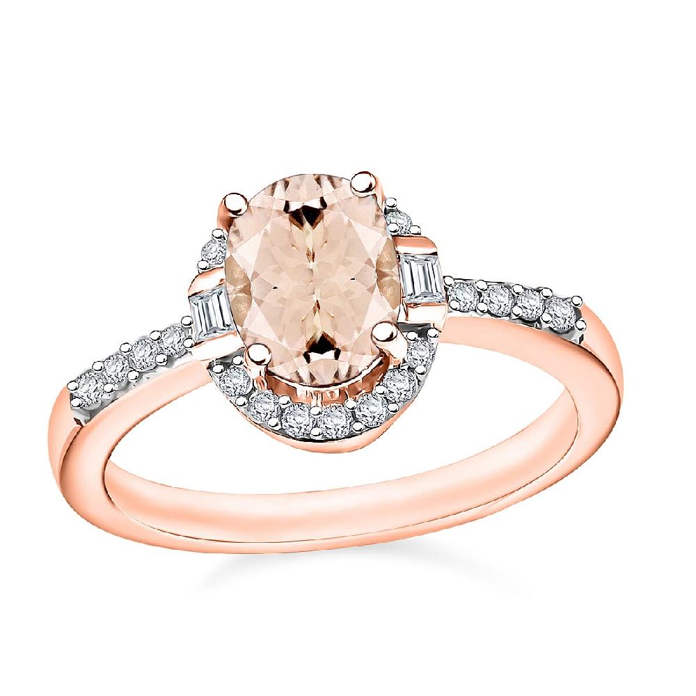 Marropino Morganite and Moissanite Ring in 18K Vermeil Rose Gold Over Sterling Silver 1.80 ctw (Del. in 10-12 Days)