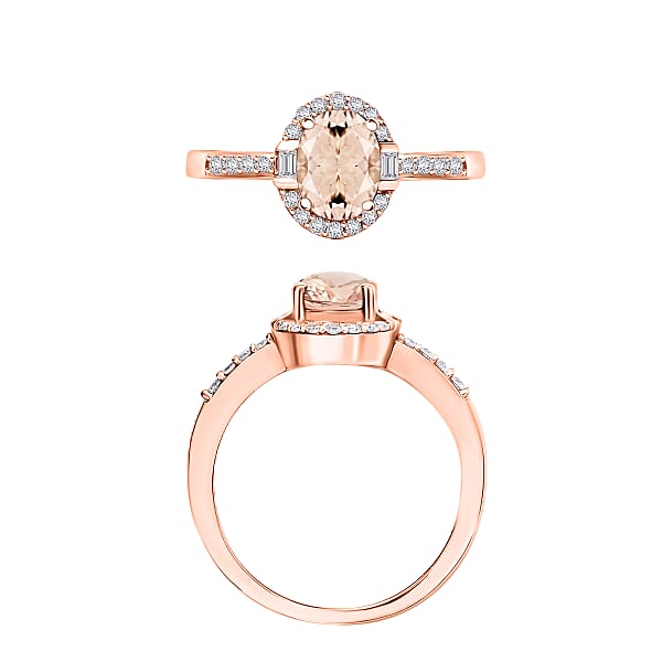 Marropino Morganite Moissanite Ring In 18K Vermeil RG Over Sterling Silver 2.03 Ctw (Del. In 10-12 Days)