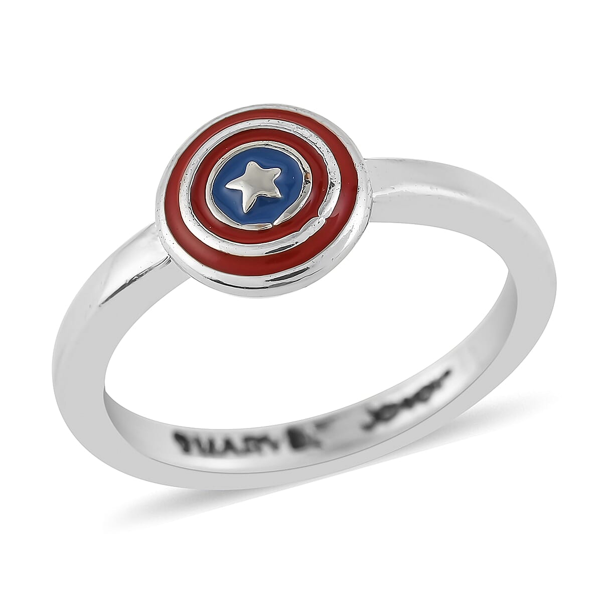 Marvel Captain America Shield Enameled Ring in Silvertone