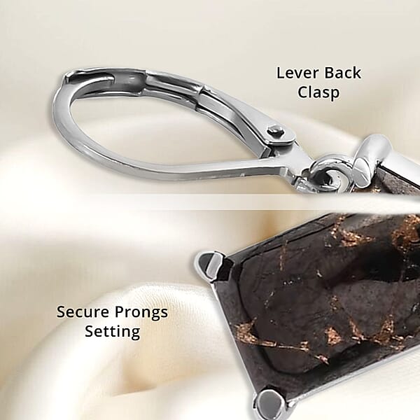 Matrix Silver Shungite 3.75 Ctw Lever Back Earrings In Stainless Steel