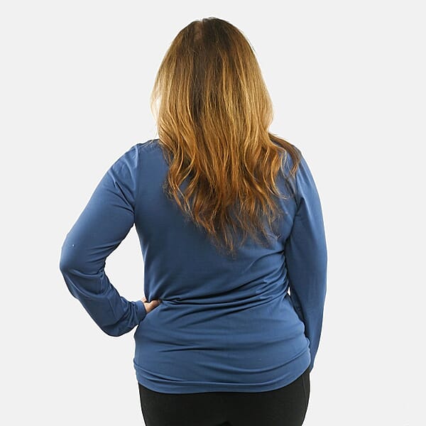 Max Studio Performance Blue Arizona Tie Front Top - M