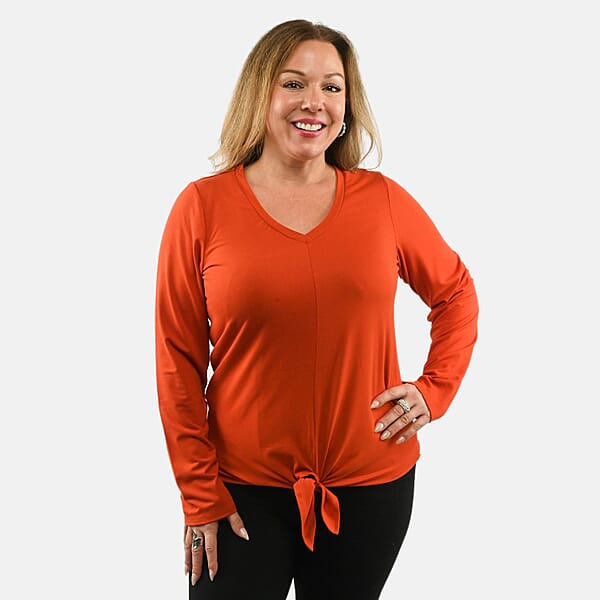 Max Studio Performance Red Arizona Tie Front Top - S