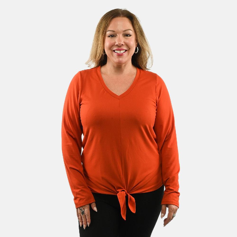 Max Studio Performance Red Arizona Tie Front Top - S