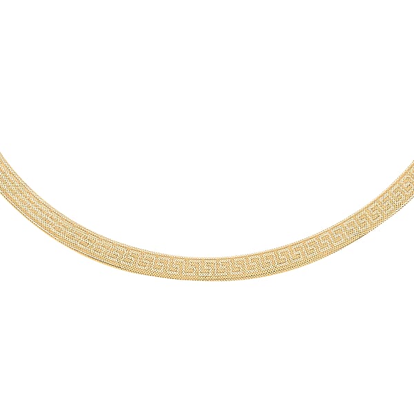 Mega Clearance Italian 10K Yellow Gold Greek Key 6mm Omega Mesh Necklace (18 Inches) (4 G)