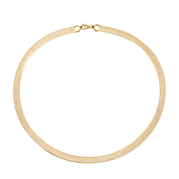 Mega Clearance Italian 10K Yellow Gold Greek Key 6mm Omega Mesh Necklace (18 Inches) (4 G)