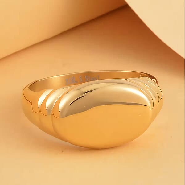 Men's Signet Ring In ION Plated YG Stainless Steel