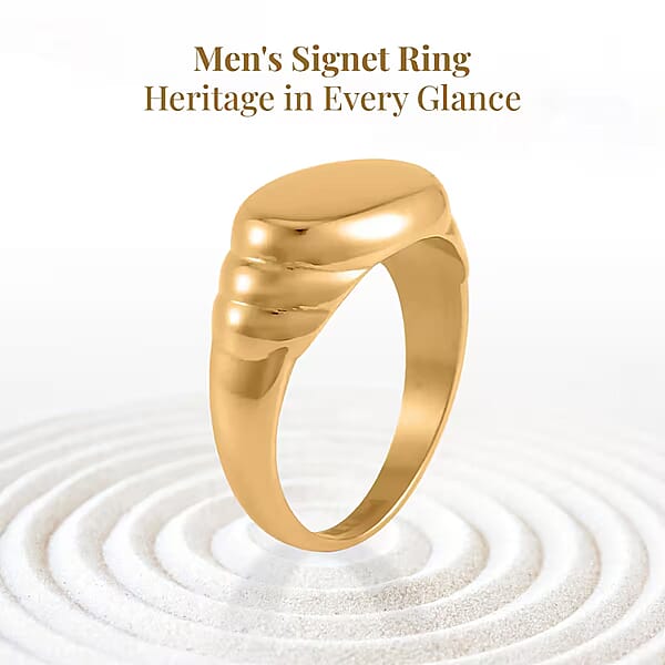 Men's Signet Ring In ION Plated YG Stainless Steel