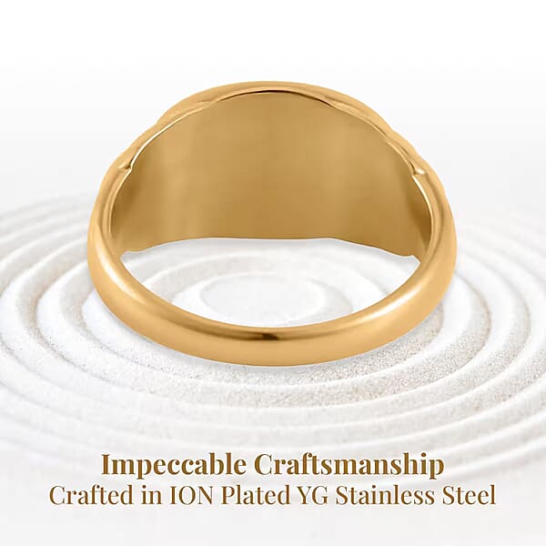 Men's Signet Ring In ION Plated YG Stainless Steel