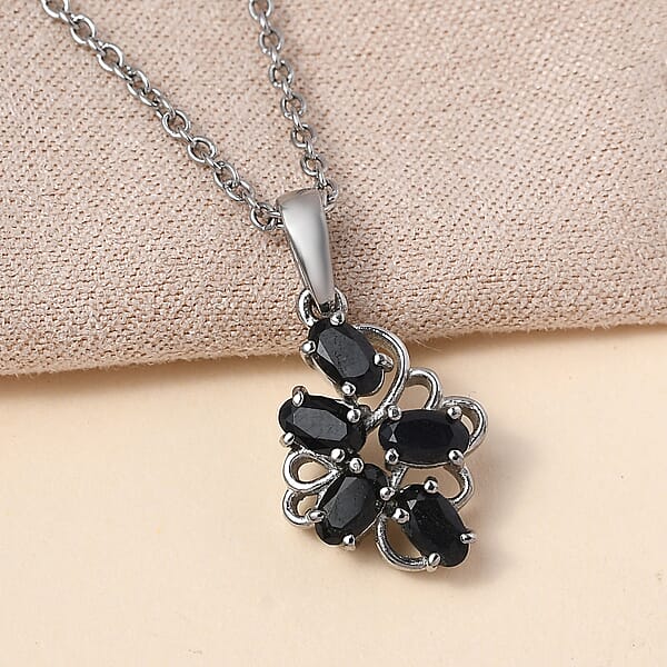 Midnight Sapphire 1.50 Ctw Pendant Necklace 20 Inches In Stainless Steel