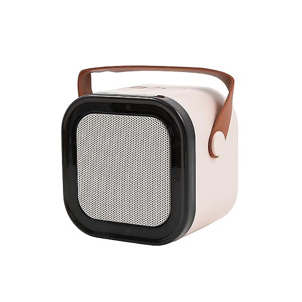 Mini Bluetooth Karaoke Speaker With Colorful LED Lights And 2pc Wireless Microphone - White