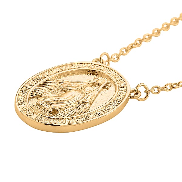 Miraculous Medal Necklace In ION Plated YG Stainless Steel 20-22 Inches
