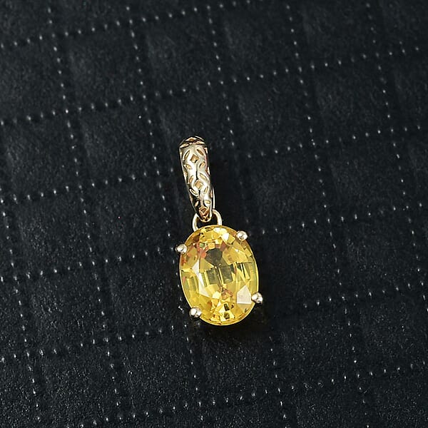Mirage Collection AAA Madagascar Yellow Sapphire 1.50 Ctw Golden Grove Pendant Without Chain In 10K Yellow Gold