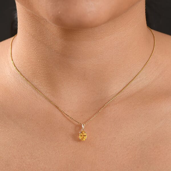 Mirage Collection AAA Madagascar Yellow Sapphire 1.50 Ctw Golden Grove Pendant Without Chain In 10K Yellow Gold
