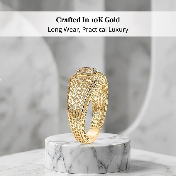 Mirage Collection AAA Turkizite Men's Ring In 10K Yellow Gold 1.25 Ctw