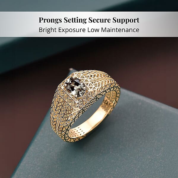 Mirage Collection AAA Turkizite Men's Ring In 10K Yellow Gold 1.25 Ctw