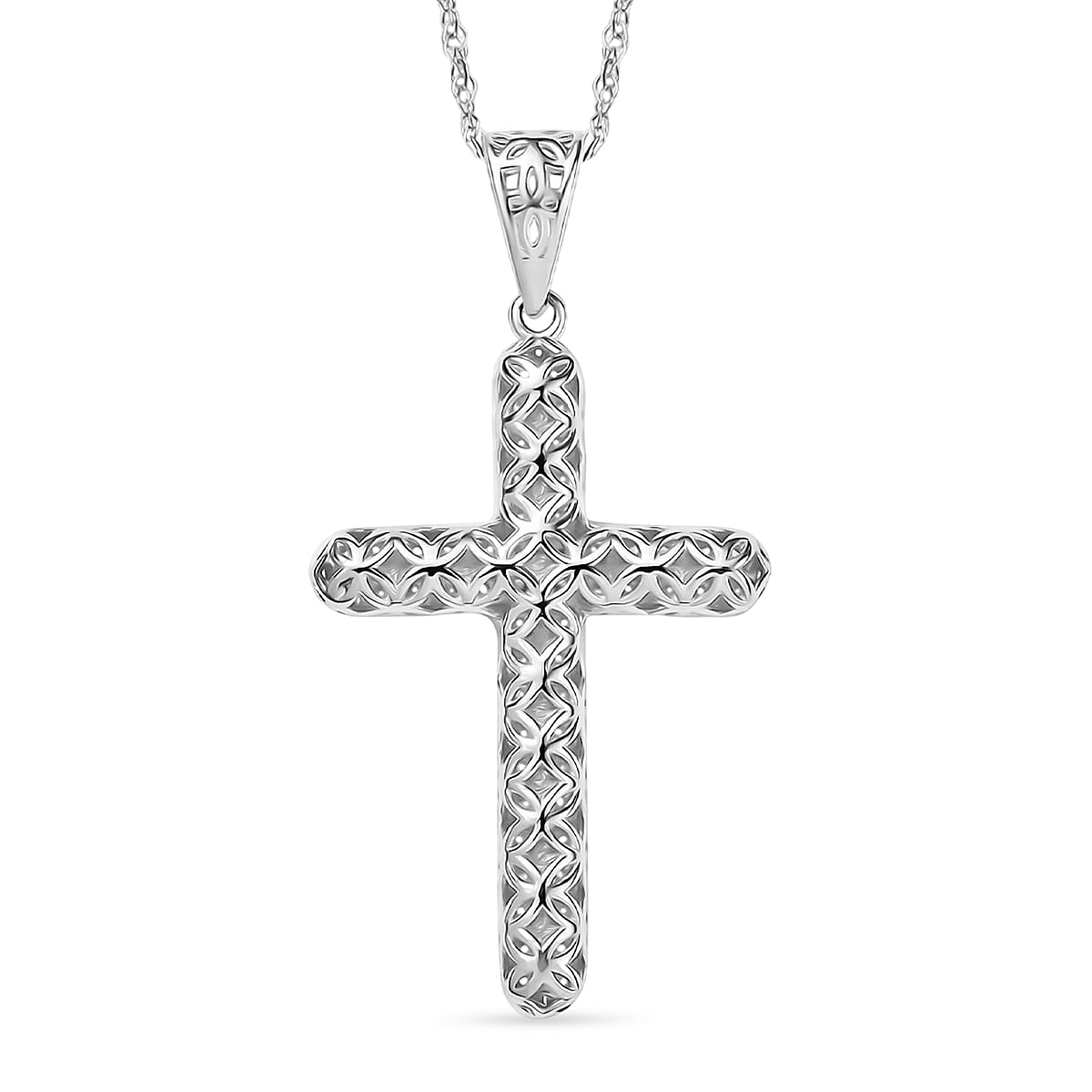 Mirage Collection Cross Pendant Necklace in 10K White Gold 1.40 Grams 20 Inches (Del. in 10-12 Days)