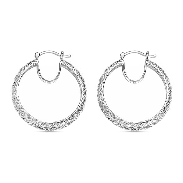Mirage Collection Hoop Earrings In 10K White Gold 2.80 Grams (Del. In 10-12 Days)