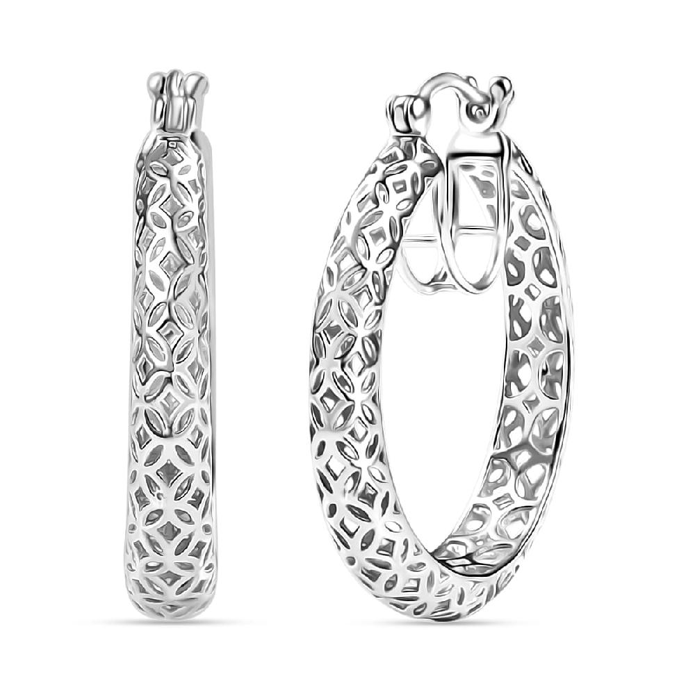 Mirage Collection Hoop Earrings in 10K White Gold 2.80 Grams (Del. in 10-12 Days)